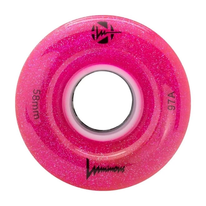 Luminous Light Up Wheels - Glitter Pink - 58mm - 97A 3 Luminous Light Up Wheels - Glitter Pink - 58mm - 97A